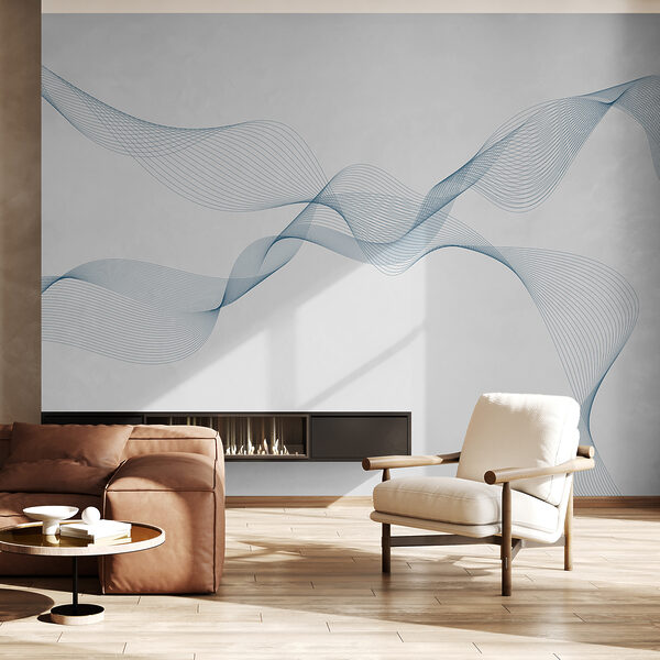 Fotobehang Fotobehang Blauwe lijnen op een witte achtergrond (Artikelnummer: w08075)