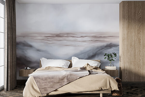 Schilderij van een landschap Fotobehang Schilderij van een landschap