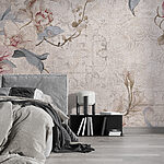 Fotobehang Elegante bloemen op canvas met structuur