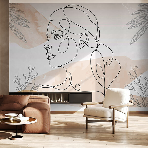 Tekening van een vrouw’s gezicht Fotobehang Tekening van een vrouw’s gezicht