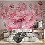 Fotobehang Groep roze bloemen
