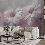 Fotobehang Etherische bloemen in monochroom licht