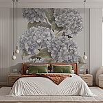 Fotobehang Elegante hortensia's in zacht monochroom