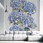 Fotobehang Blauwe hortensia's in tere bloei