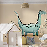Fotobehang Cartoon dinosaurus met planten en bladeren