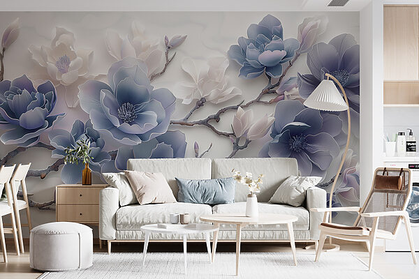 Fotobehang Bloeiende elegantie in zachte tinten