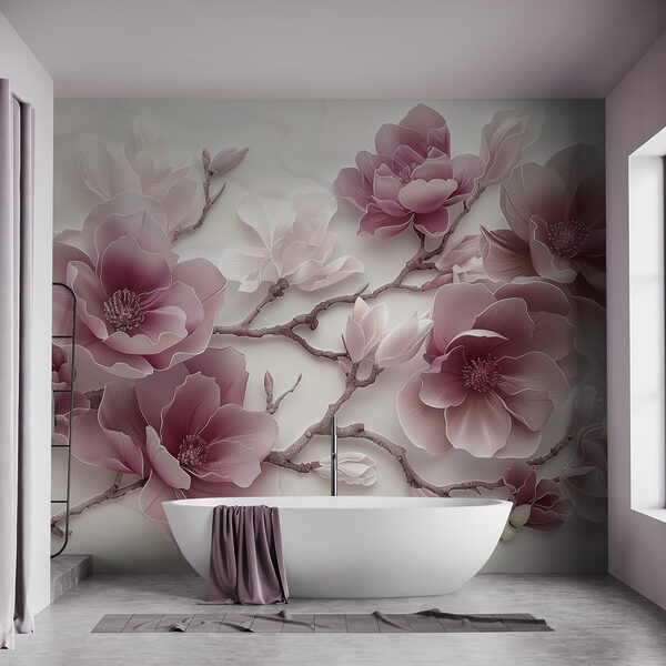 Fotobehang Elegante bloesems in zachte tinten