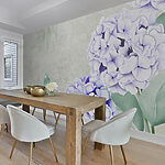 Fotobehang Hortensia's bloeien op gestructureerde achtergrond.