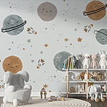 Fotobehang Patroon van planeten en raketten