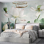 Fotobehang Serene lotusbloesems in gedempte tinten.