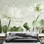 Fotobehang Lotus bloeit in subtiele tinten.