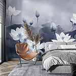 Fotobehang Groep witte bloemen