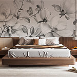 Fotobehang Elegante monochrome bloemenillustratie