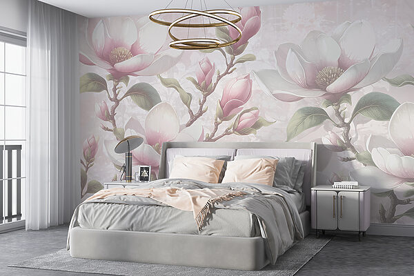 Elegante Magnolia's in Bloei Fotobehang Elegante Magnolia's in Bloei