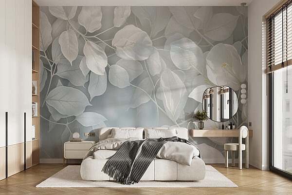 Serene witte botanische schoonheid Fotobehang Serene witte botanische schoonheid