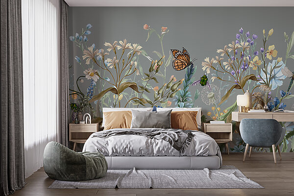 Vlinder op een bloem Fotobehang Vlinder op een bloem