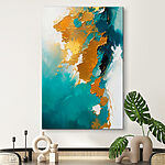 Canvas Schilderijen Turkoois en amber abstracte kunst
