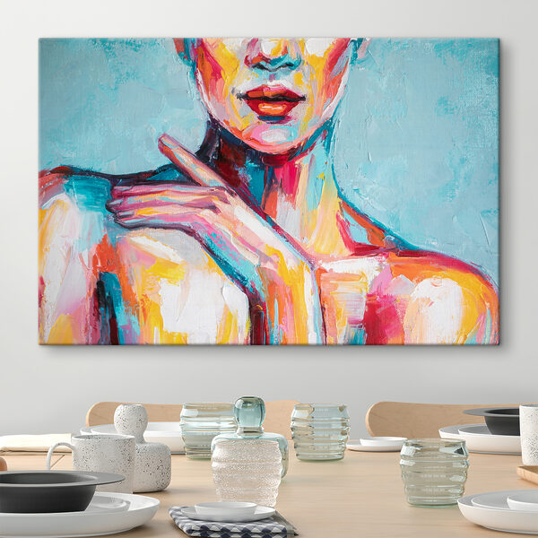 Schilderij van een vrouw met haar hand op haar schouder Canvas Schilderijen Schilderij van een vrouw met haar hand op haar schouder