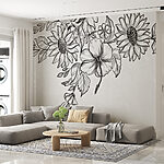 Fotobehang Tekening van bloemen en bladeren
