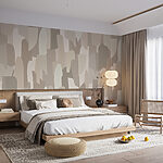 Fotobehang Abstracte beige vormen lopen in elkaar over