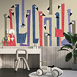 Fotobehang Groep vogels met verschillende gekleurde vormen