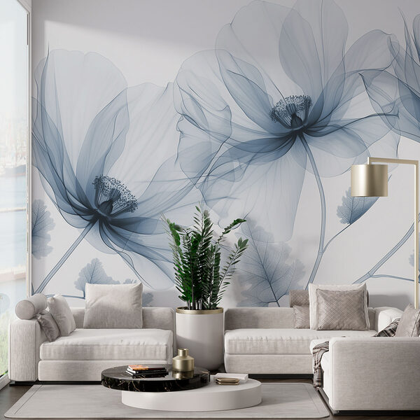 Fotobehang Etherische bloemen in monochrome elegantie (Artikelnummer: w01482v1) Fotobehang Fotobehang Etherische bloemen in monochrome elegantie (Artikelnummer: w01482v1)