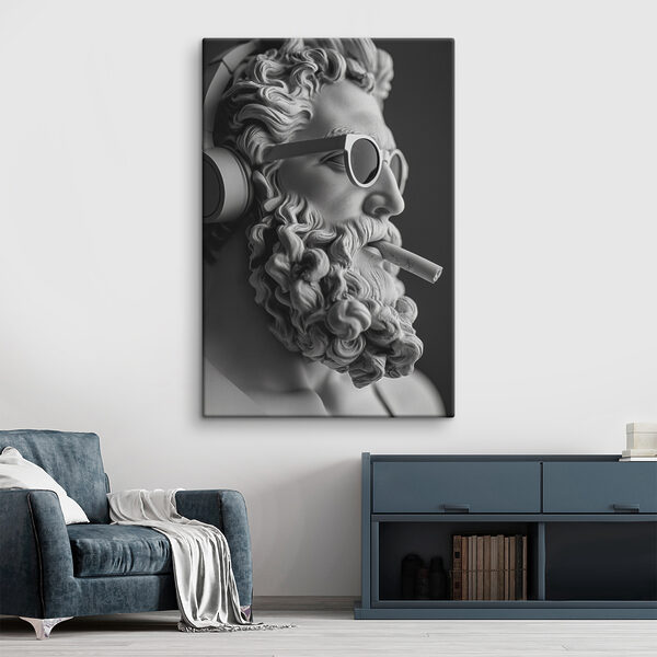 Beeld van een man met zonnebril en sigaar Canvas Schilderijen Beeld van een man met zonnebril en sigaar