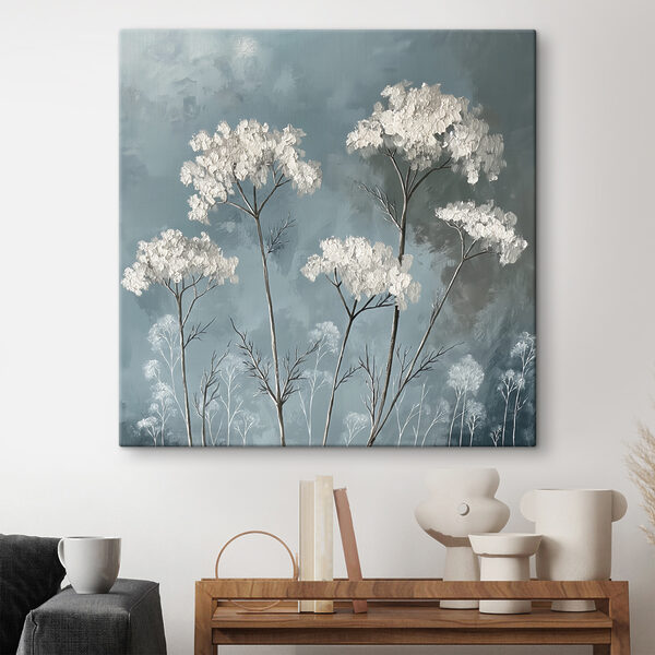Canvas Schilderijen Groep witte bloemen