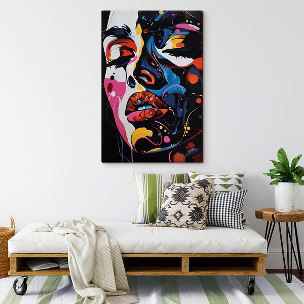 Schilderij van een vrouw’s gezicht Canvas Schilderijen Schilderij van een vrouw’s gezicht