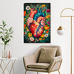 Canvas Schilderijen Kleurrijk hart met bloemen