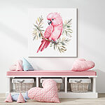 Canvas Schilderijen Roze vogel op een tak