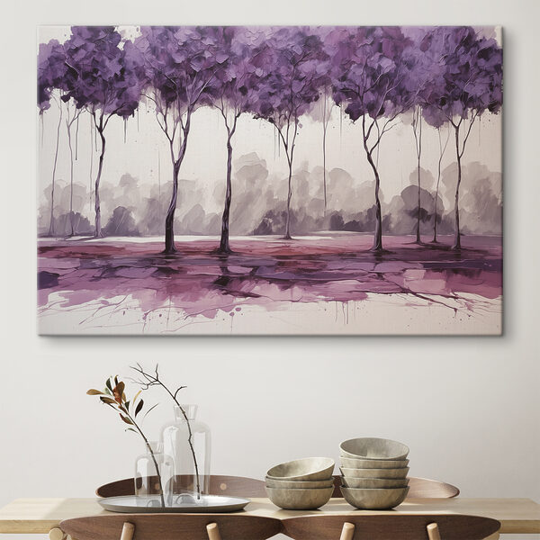 Schilderij van bomen met paarse bladeren Canvas Schilderijen Schilderij van bomen met paarse bladeren