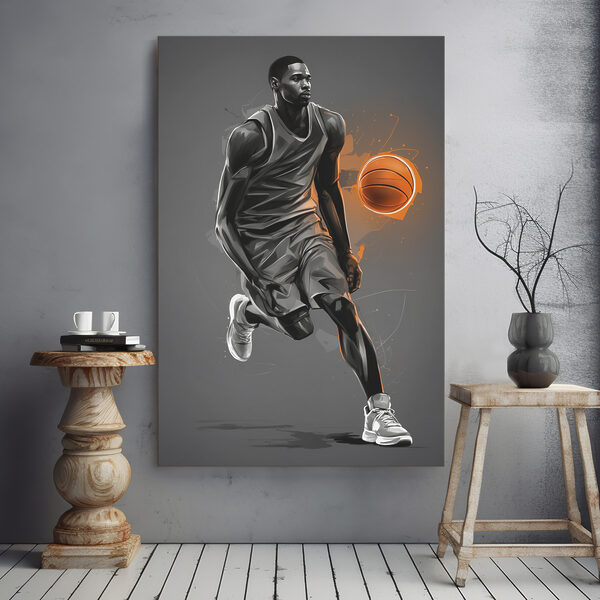 Basketbal speler met een bal Canvas Schilderijen Basketbal speler met een bal