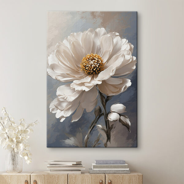 Witte bloem met geel hart Canvas Schilderijen Witte bloem met geel hart