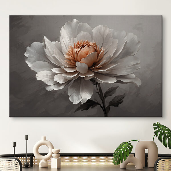 Elegante bloei in monochrome tinten Canvas Schilderijen Elegante bloei in monochrome tinten
