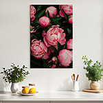 Canvas Schilderijen Groep roze bloemen