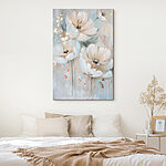 Canvas Schilderijen Schilderij van bloemen op een muur