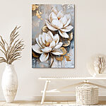 Canvas Schilderijen Schilderij van bloemen op een grijze achtergrond