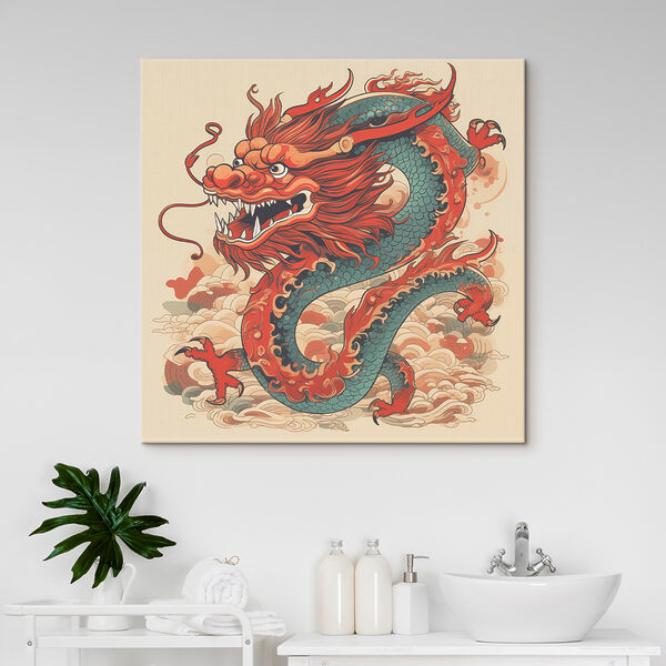 Draak met een lange staart Canvas Schilderijen Draak met een lange staart