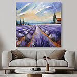 Canvas Schilderijen Schilderij van een lavendelveld