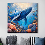 Canvas Schilderijen Walvis zwemmend onder water