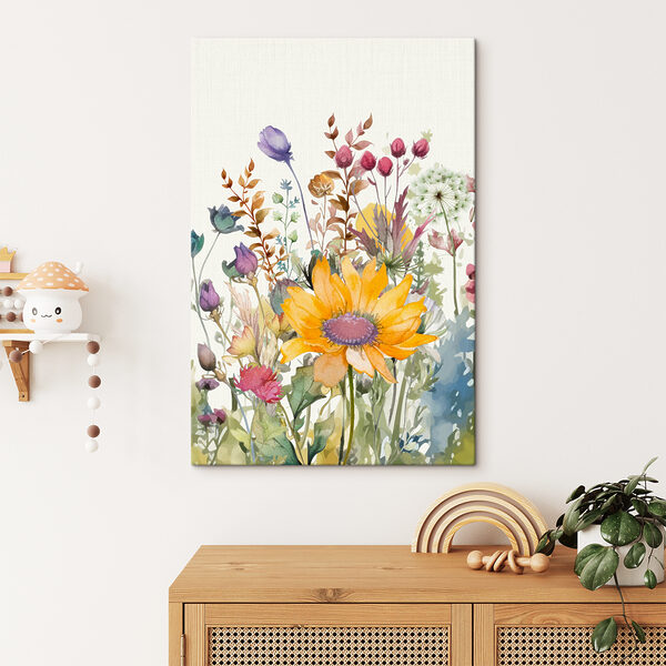 Aquarel van bloemen Canvas Schilderijen Aquarel van bloemen