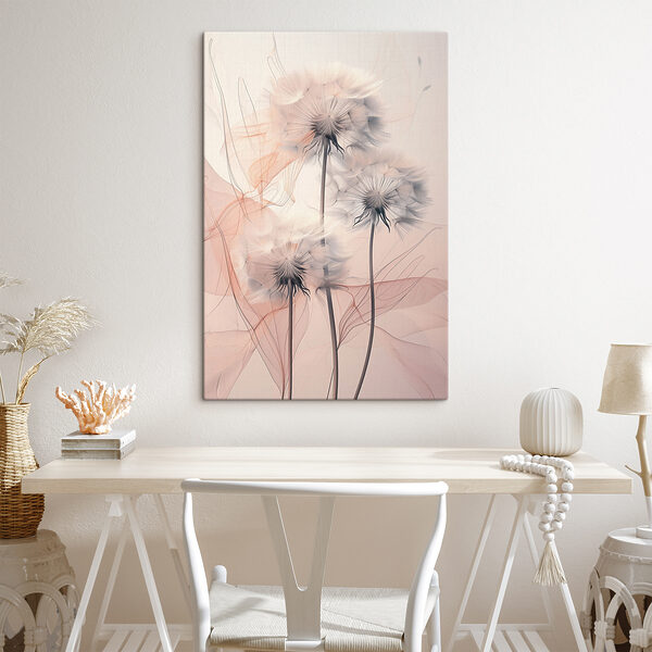 Groep paardenbloemen met witte en oranje lijnen Canvas Schilderijen Groep paardenbloemen met witte en oranje lijnen