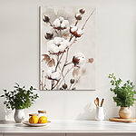 Canvas Schilderijen Katoen bloeit in delicate omhelzing