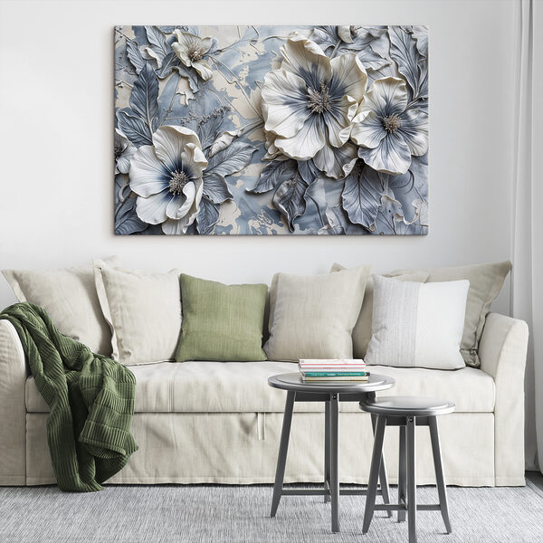 Groep bloemen op een oppervlak Canvas Schilderijen Groep bloemen op een oppervlak