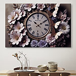 Canvas Schilderijen Klok omringd door bloemen