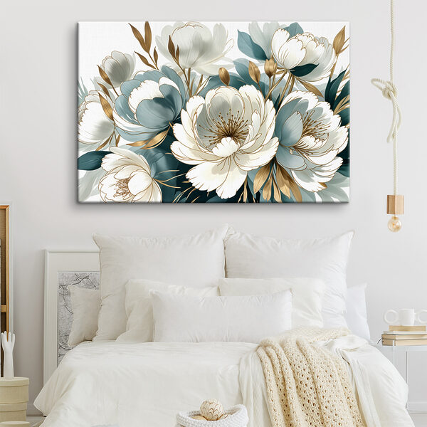 Elegante bloemen in neutrale tinten Canvas Schilderijen Elegante bloemen in neutrale tinten