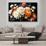 Canvas Schilderijen Vaas met bloemen met een bewolkte hemel