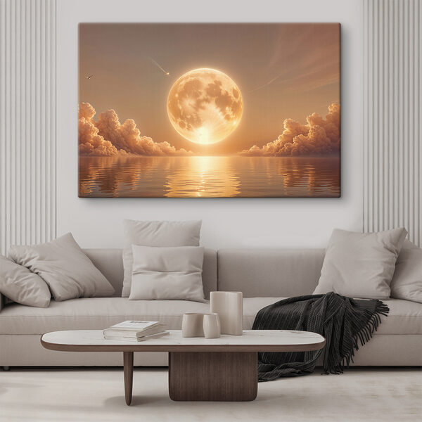 Maan en wolken aan de hemel Canvas Schilderijen Maan en wolken aan de hemel
