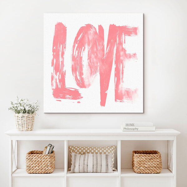 Roze geschilderd woord Canvas Schilderijen Roze geschilderd woord